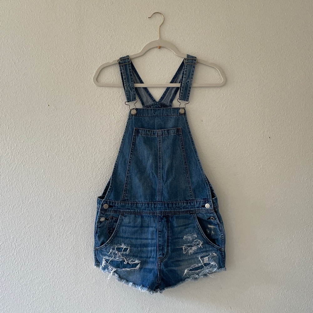 AE Denim Shortalls American Eagle Short Overalls Jean Bib Overall Shorts Coastal